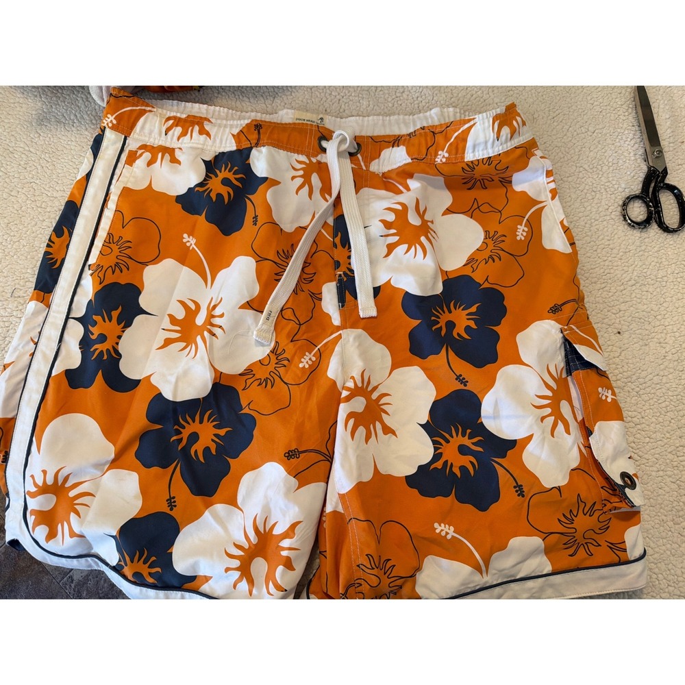 Duck Head Jeans Mens XXL Orange Floral Board Shorts Swim Trunks Mesh‎ Lining
